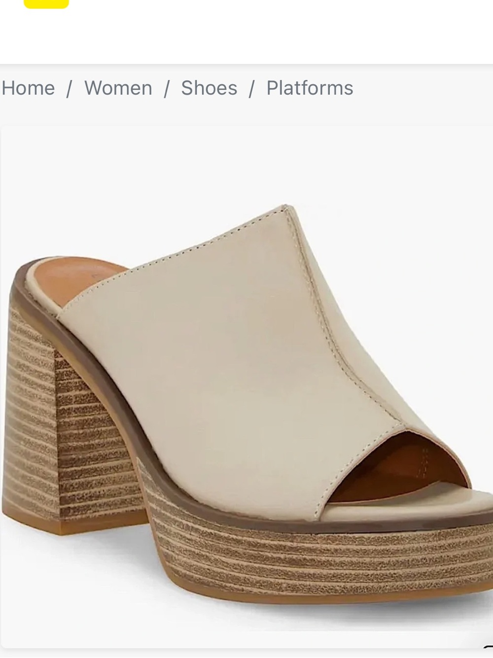 Lucky Brand Cream Leather Platform Mule with Stacked Block Heel- worn once